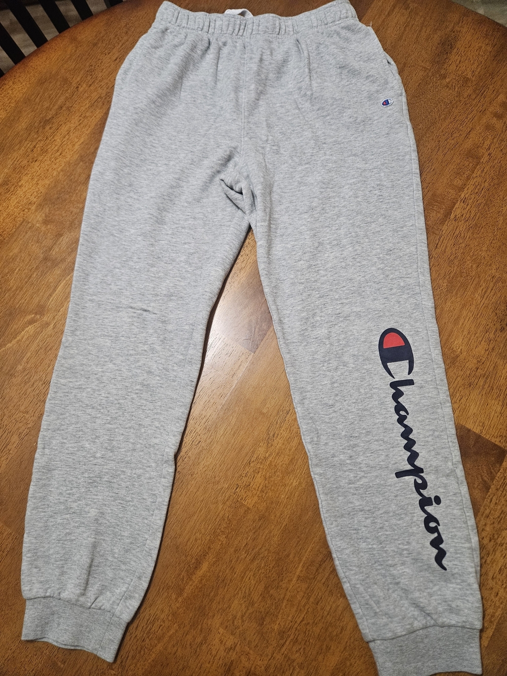 Champion Kids Grey Sweatpants with Navy & Red Logo